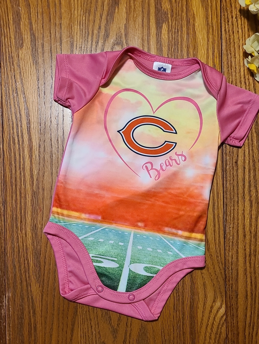 Chicago Bears Pink Gradient Baby Onesie